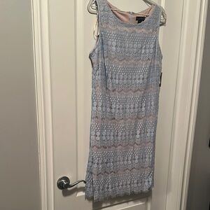 Jessica Howard Blue Sheath Midi Dress Scoop Neck Sleeveless